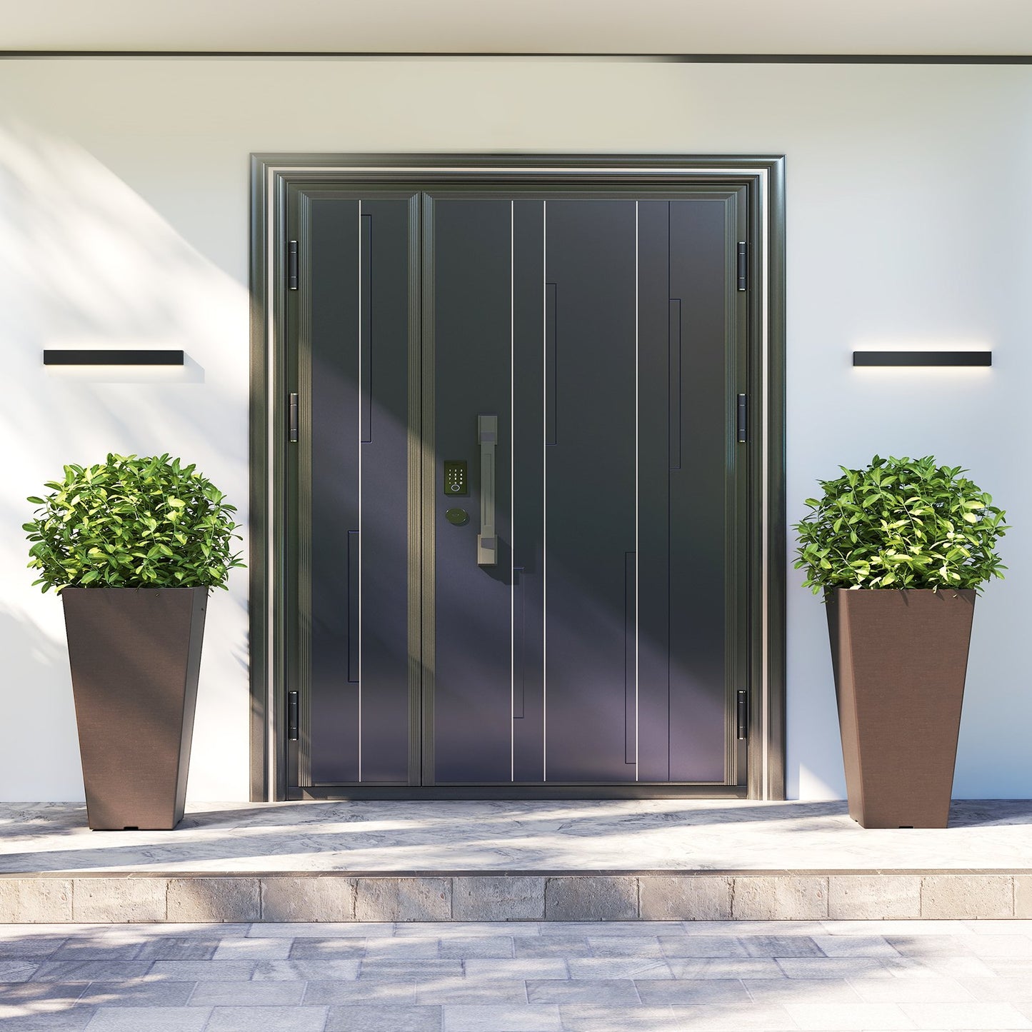 Set of 2 Square Taper Planter with Removable Inner Bucket and Optional Drainage Hole-M