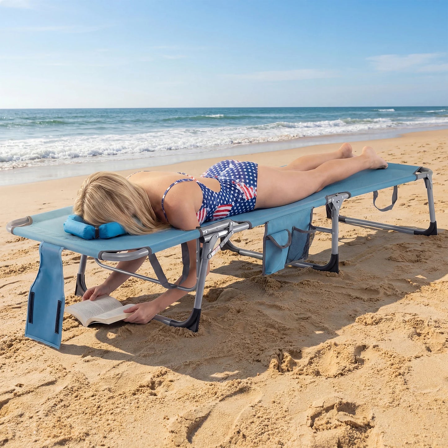 Set of 2 Tanning Chair Portable Chaise Lounge Chair with 4-Position Adjustable Backrest-Multicolor