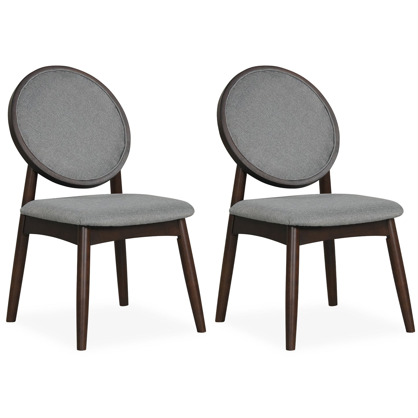 Set of 2 Upholstered Linen Fabric Kitchen Side Chairs with Padded Seat-Beige