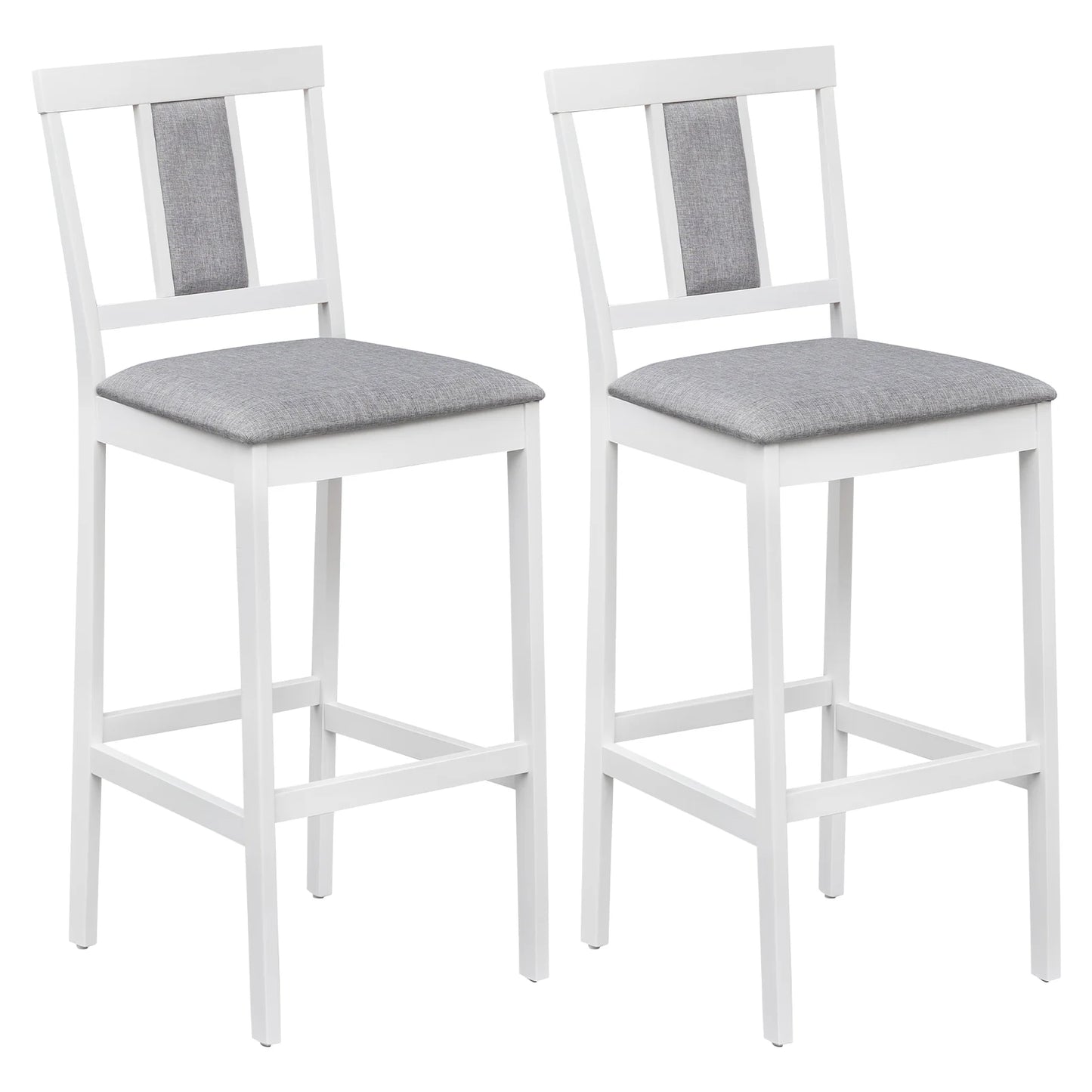 Set of 2 Upholstered Barstool 29.5 Inch Bar Height with Solid Rubber Wood Frame-Walnut