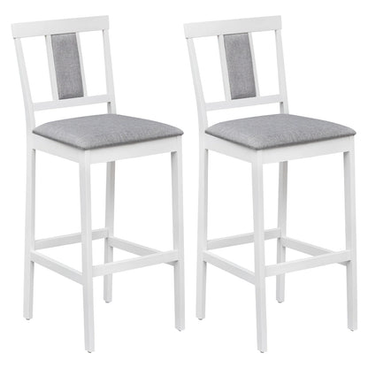 Set of 2 Upholstered Barstool 29.5 Inch Bar Height with Solid Rubber Wood Frame-Walnut