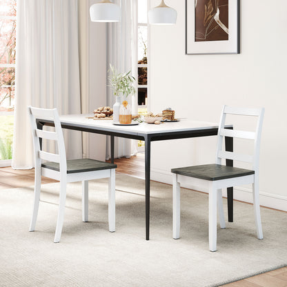 Set of 2 Wood Dining Chairs with Solid Rubber Wood Legs-Gray