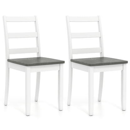 Set of 2 Wood Dining Chairs with Solid Rubber Wood Legs-Gray