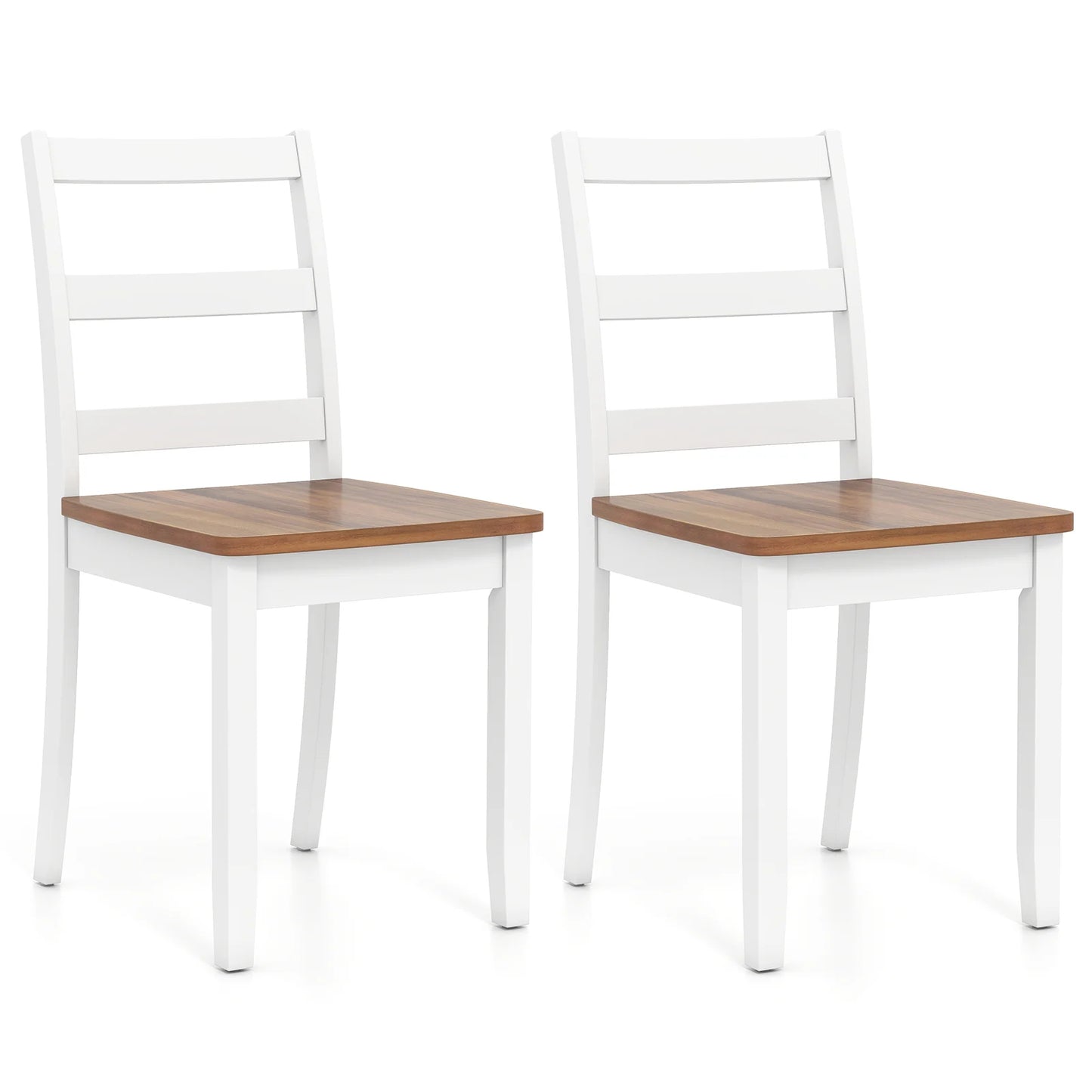 Set of 2 Wood Dining Chairs with Solid Rubber Wood Legs-Gray