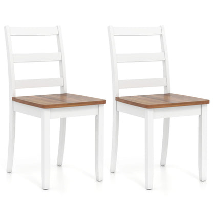 Set of 2 Wood Dining Chairs with Solid Rubber Wood Legs-Gray