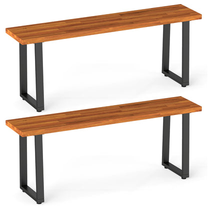 Set of 2 wooden outdoor patio benches, 47.5 inches long, ideal for entryways or poolside seating, by Wilsons Home Store.