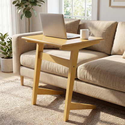 Set of 2 Wood Sofa Side Table C-shaped End Table with Wood Veneered Top