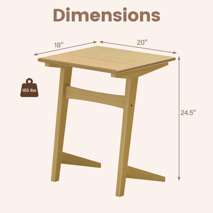 Set of 2 Wood Sofa Side Table C-shaped End Table with Wood Veneered Top
