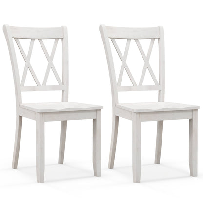 Set of 2 Wooden Dining Chairs Mid Century Farmhouse Retro Kitchen Chairs-Brown