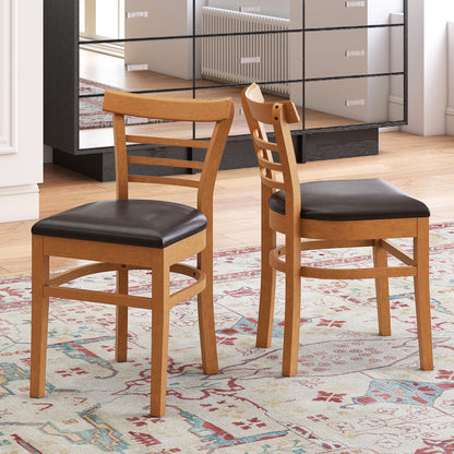 Set of 2 Wooden Dining Chair with Rubber Wood Legs for Restaurant-Black