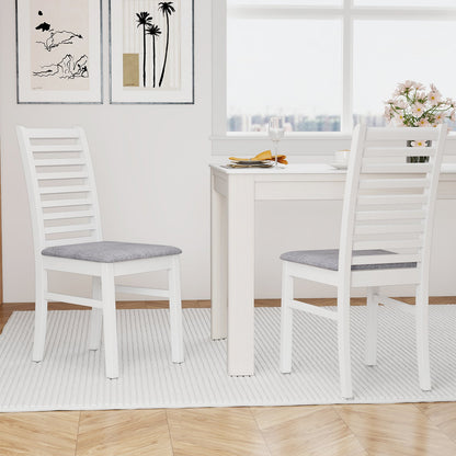 Set of 2 Wooden Dining Chair with Rubber Wood Legs for Living Room-Brown