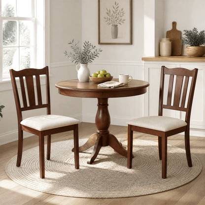 Set of 2 Wooden Dining Chair with Hollow Back and Soft-padded Cushion-Black