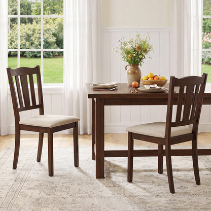 Set of 2 Wooden Dining Chair with Hollow Back and Soft-padded Cushion-Black