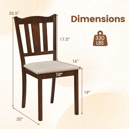 Set of 2 Wooden Dining Chair with Hollow Back and Soft-padded Cushion-Black