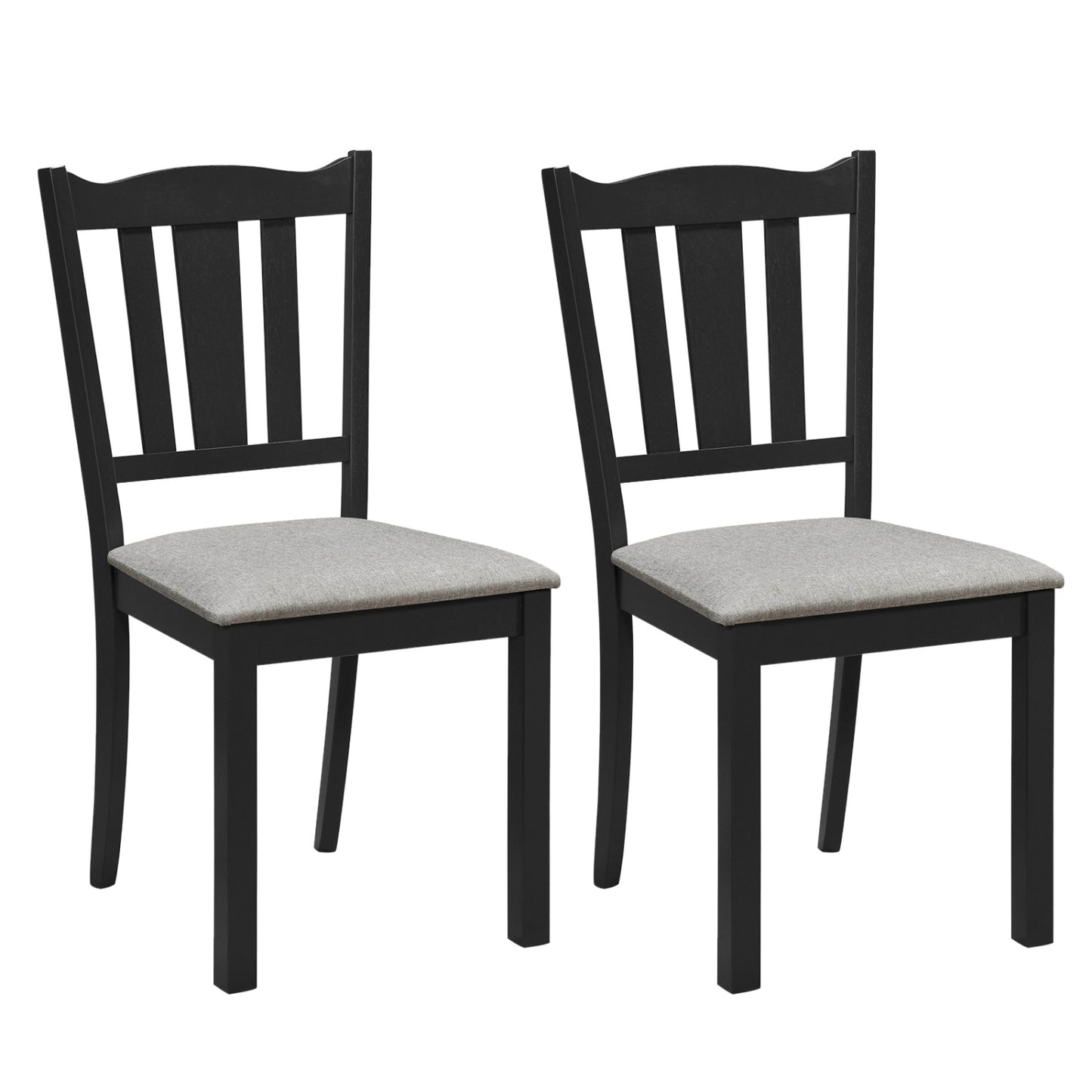 Set of 2 Wooden Dining Chair with Hollow Back and Soft-padded Cushion-Black