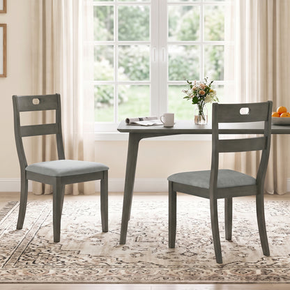 Set of 2 Wooden Dining Chairs with Padded Seats and Rubber Wood Frame-Gray