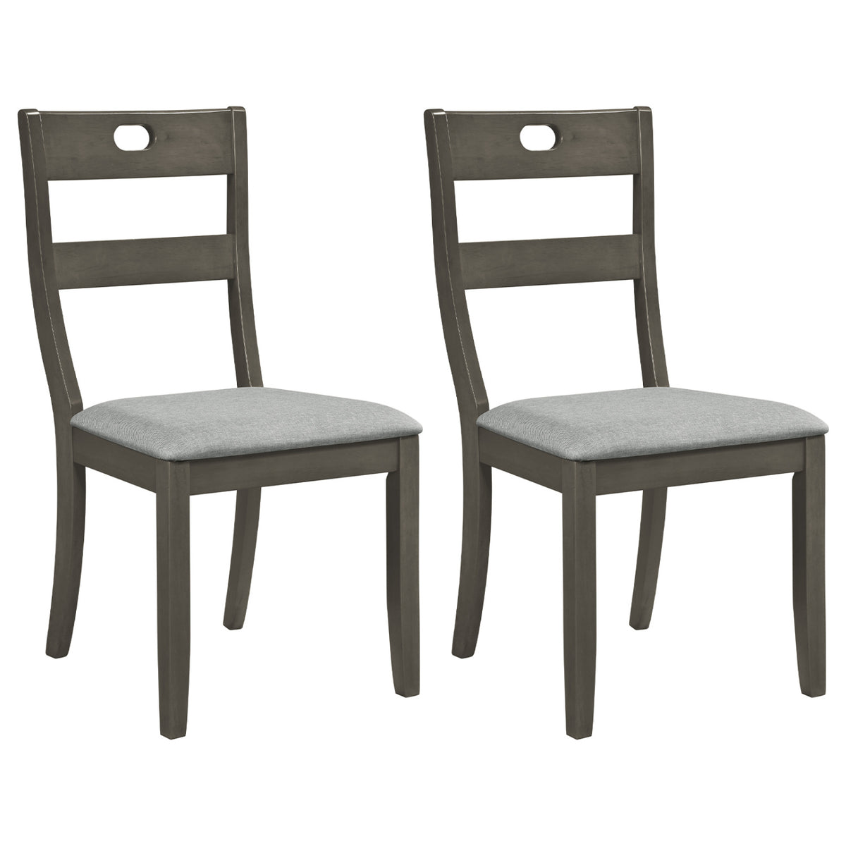 Set of 2 Wooden Dining Chairs with Padded Seats and Rubber Wood Frame-Gray