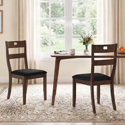 Set of 2 Wooden Dining Chairs with Padded Seats and Rubber Wood Frame-Gray