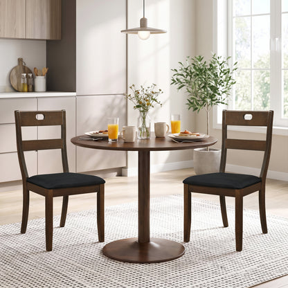 Set of 2 Wooden Dining Chairs with Padded Seats and Rubber Wood Frame-Gray