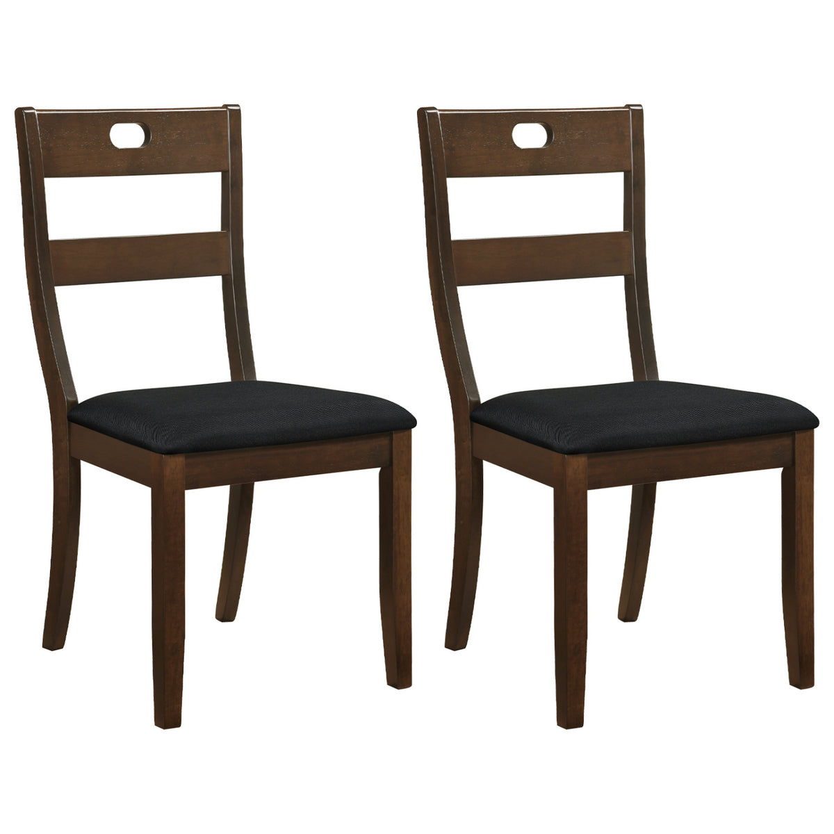 Set of 2 Wooden Dining Chairs with Padded Seats and Rubber Wood Frame-Gray