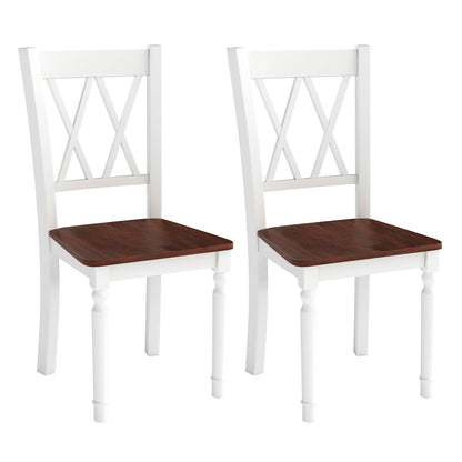 Set of 4 Wooden Farmhouse Kitchen Chairs with Rubber Wood Seat