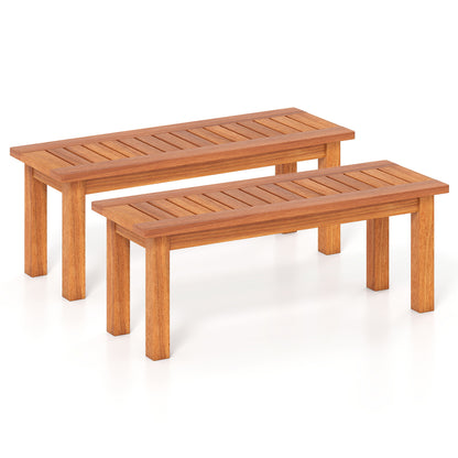 Set of 2 Wooden Plant Stand Outdoor Indoor Solid Wood Flower Pot Holder Display Shelf-S
