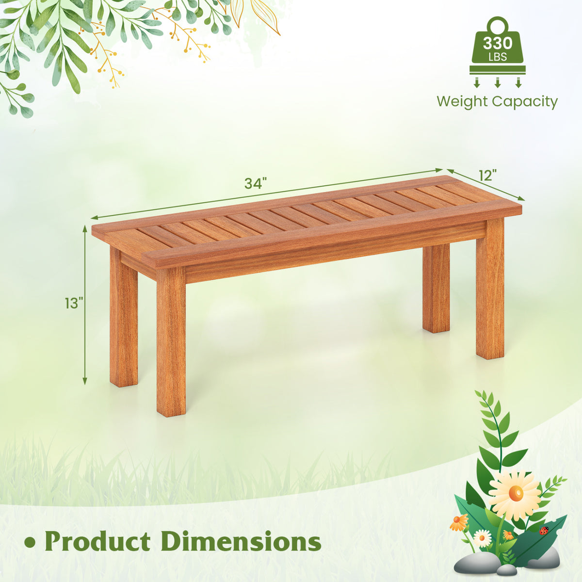 Set of 2 Wooden Plant Stand Outdoor Indoor Solid Wood Flower Pot Holder Display Shelf-S