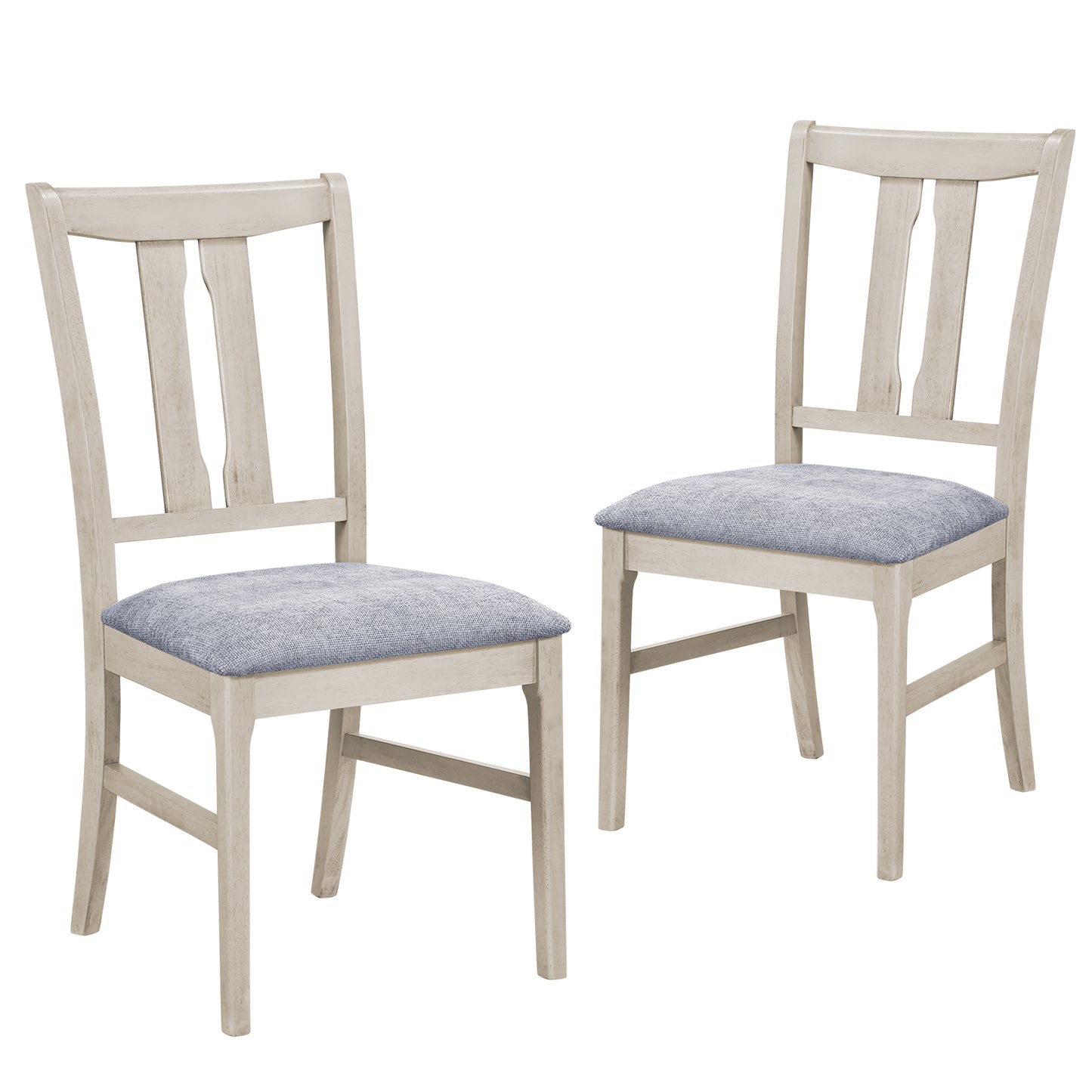 Set of 2 Wooden Upholstered Dining Chairs with High Curved Back-Gray