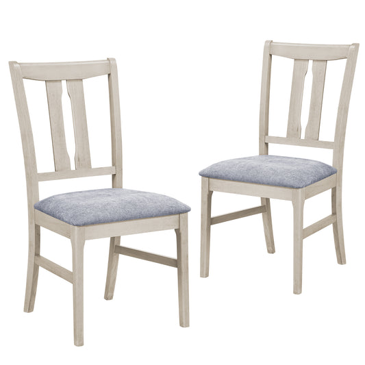 Set of 2 Wooden Upholstered Dining Chairs with High Curved Back-Gray
