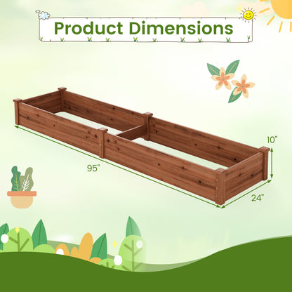 Set of 2 Wooden Vegetable Raised Garden Bed for Backyard-Brown
