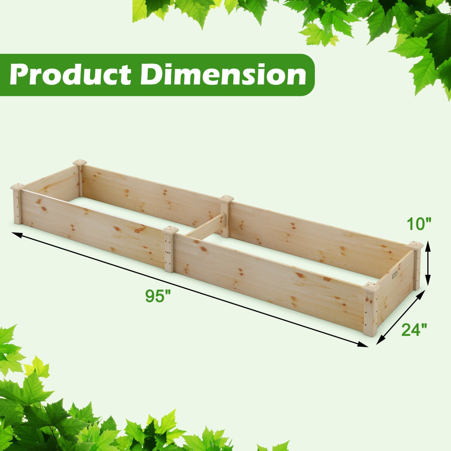 Set of 2 Wooden Vegetable Raised Garden Bed for Backyard-Brown