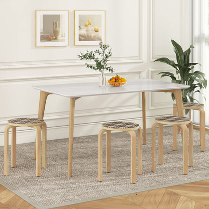 Set of 4 18 Inch Stackable Bentwood Dining Chairs with Round Top-White