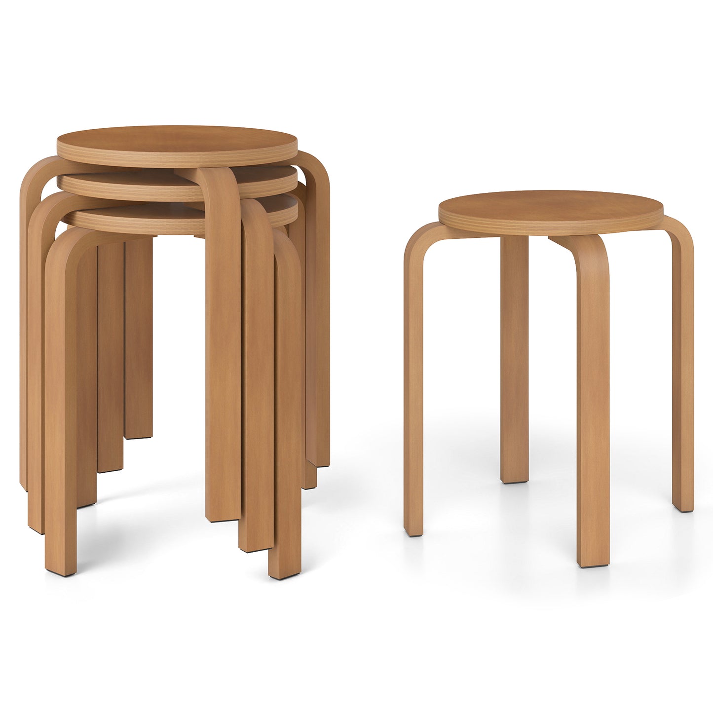 Set of 4 18 Inch Stackable Bentwood Dining Chairs with Round Top-Black