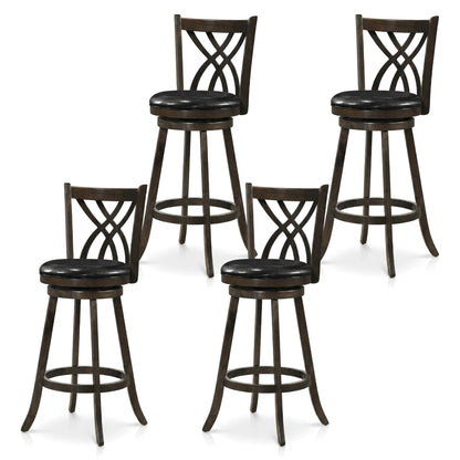 Set of 4 29" Counter Height Bar Stools with Rubber Wood Frame-Gray