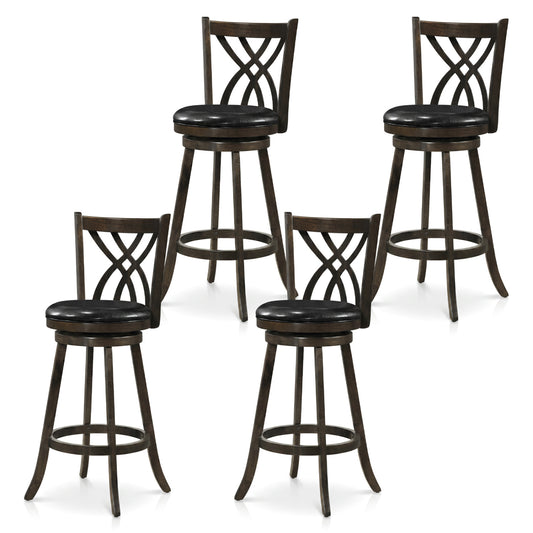 Set of 4 29" Counter Height Bar Stools with Rubber Wood Frame-Gray