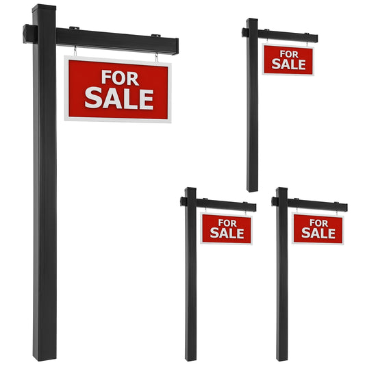 Set of 4 6 Feet Vinyl UPVC Real Estate Realtor Yard Sign Post-Black