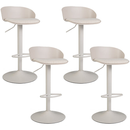 Set of 4 Adjustable Swivel Bar Stools w/ Back & Footrest 330 LBS for Dining-Cream