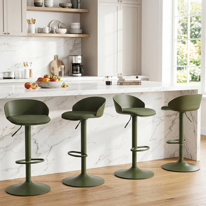 Set of 4 Adjustable Swivel Bar Stools w/ Back & Footrest 330 LBS for Dining-Cream