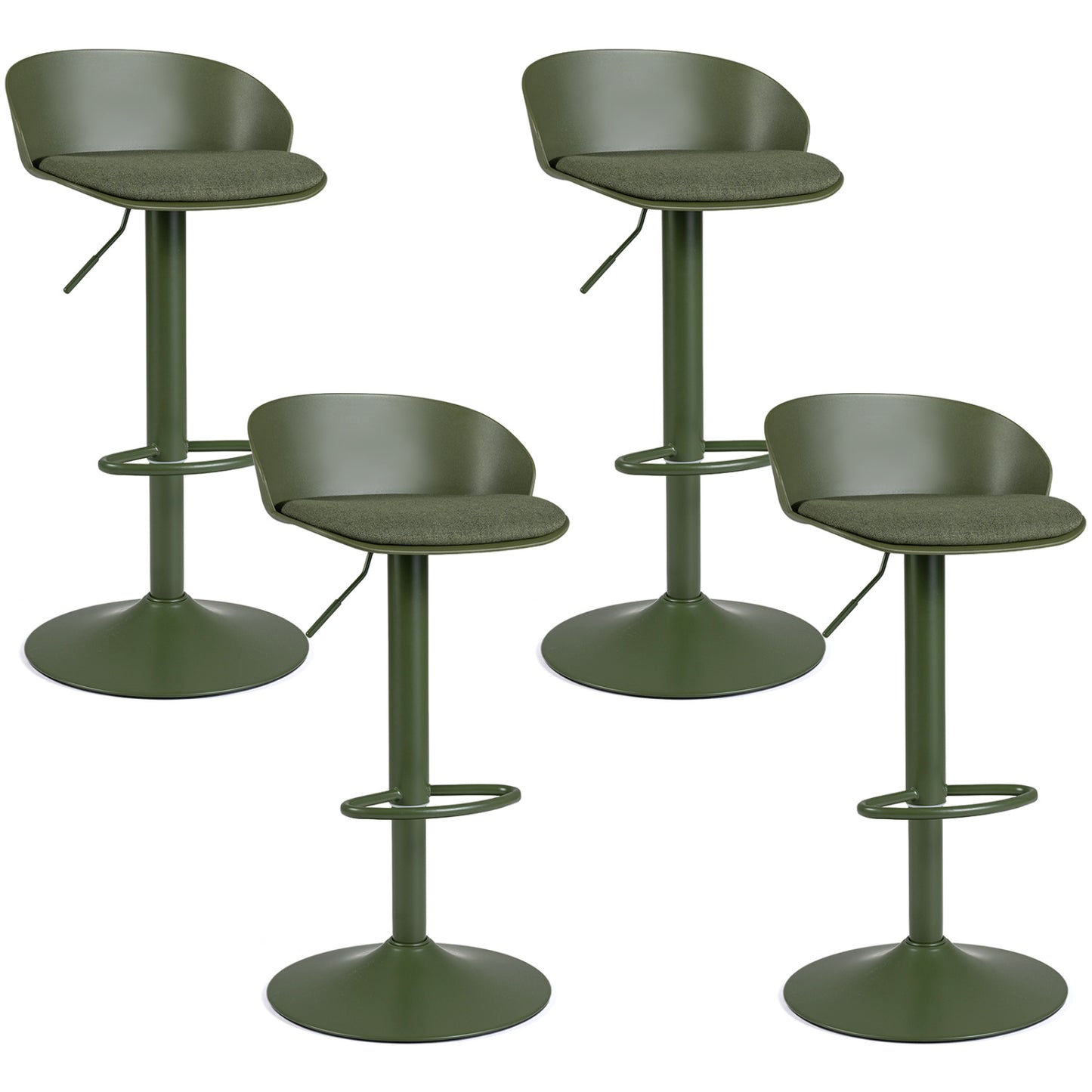Set of 4 Adjustable Swivel Bar Stools w/ Back & Footrest 330 LBS for Dining-Cream