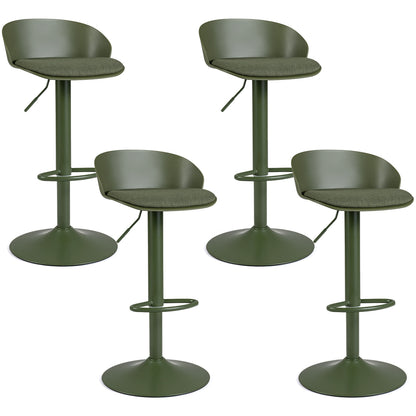 Set of 4 Adjustable Swivel Bar Stools w/ Back & Footrest 330 LBS for Dining-Cream