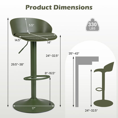 Set of 4 Adjustable Swivel Bar Stools w/ Back & Footrest 330 LBS for Dining-Cream