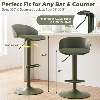 Set of 4 Adjustable Swivel Bar Stools w/ Back & Footrest 330 LBS for Dining-Cream