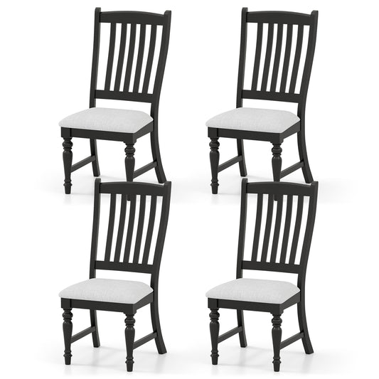 Set of 4 Dining Chairs Kitchen Side Chair with Solid Wood Legs-Black