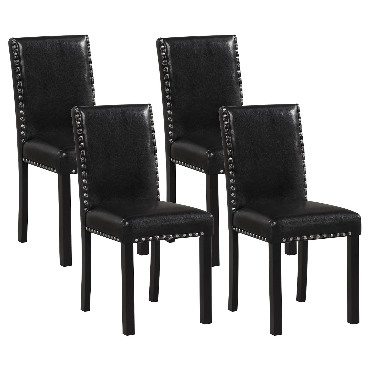 Set of 2 Dining Chairs with Solid Rubber and Wood Legs