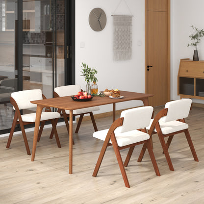 Set of 4 walnut folding kitchen dining chairs with rubber wood legs, ideal for versatile kitchen and dining room seating.