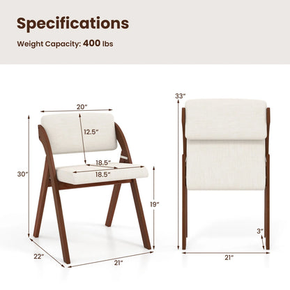 Set of 4 folding walnut kitchen dining chairs with rubber wood legs, designed for versatile home kitchen and dining use.