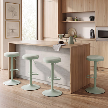 Set of 4 Kitchen Bar Stools with Height Adjustment Padded Seat and D-Shaped Footrest-Black