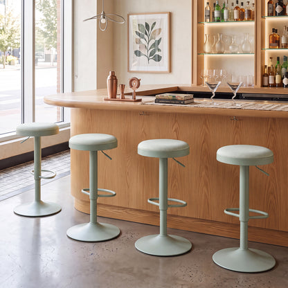 Set of 4 Kitchen Bar Stools with Height Adjustment Padded Seat and D-Shaped Footrest-Black