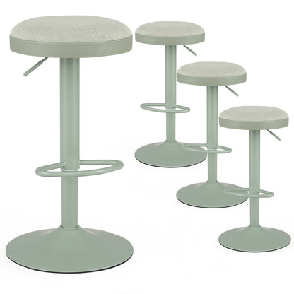 Set of 4 Kitchen Bar Stools with Height Adjustment Padded Seat and D-Shaped Footrest-Black