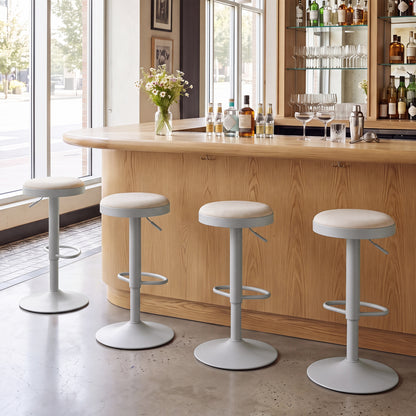 Set of 4 Kitchen Bar Stools with Height Adjustment Padded Seat and D-Shaped Footrest-Black